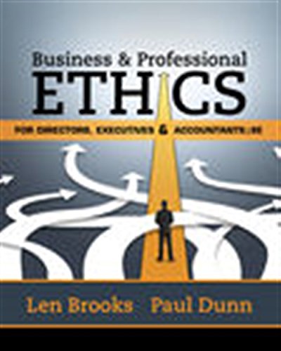 Business Professional Ethics for Directors Executives Accountants 8th Edition by Leonard J Brooks