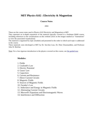 Introduction to electricity and magnetism : MIT 8.02 course notes revised - Dourmashkin, Peter Andrew; Liao, Sen-Ben R.; Belcher, John Winston